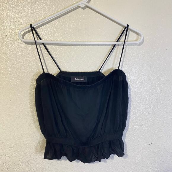 Reformation Black Tencel Crop Top Tank Size S - Picture 1 of 6